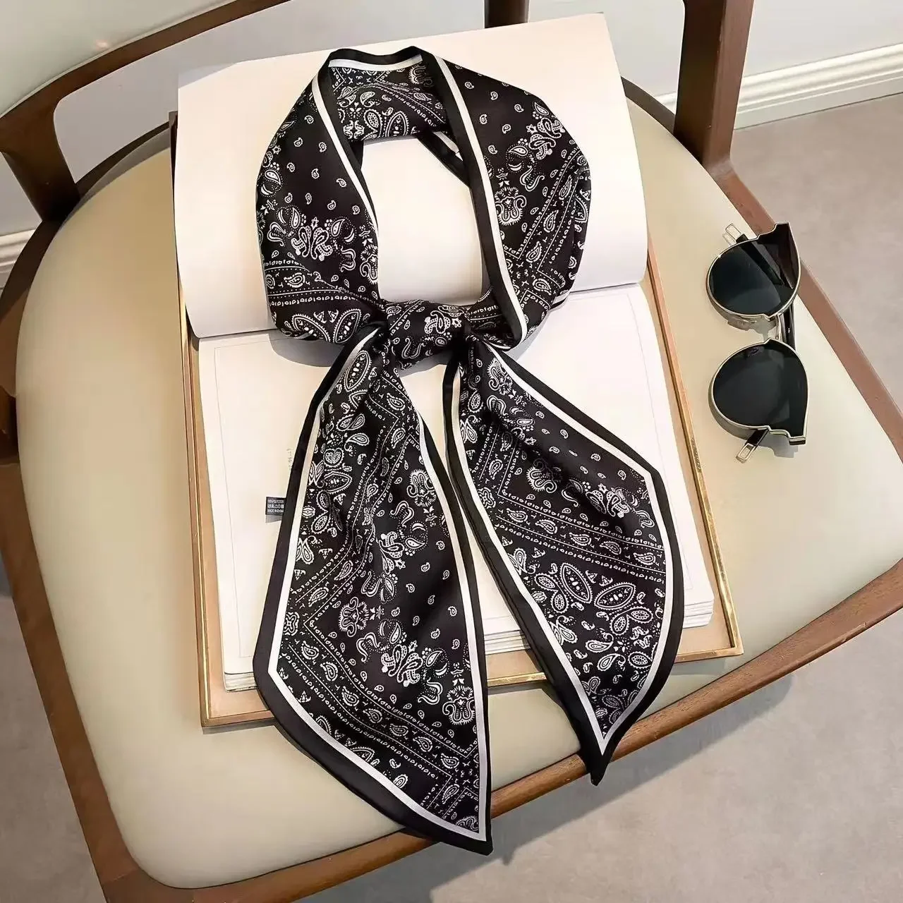 Luxury Bags Brand - Design Print Skinny Scarf Plaid Horse