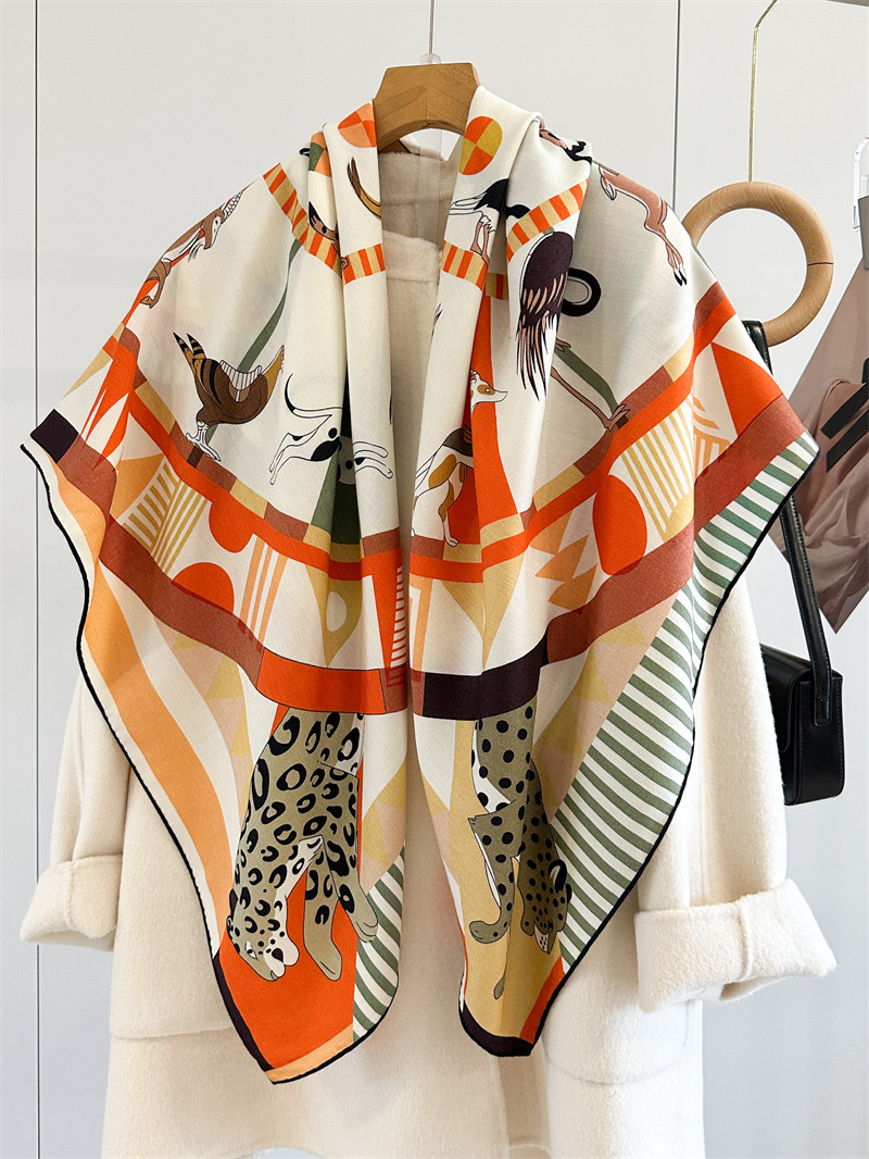 Silk Wool Scarf 135CM Large AB - Luxury Bags Hong Kong 评论和价格