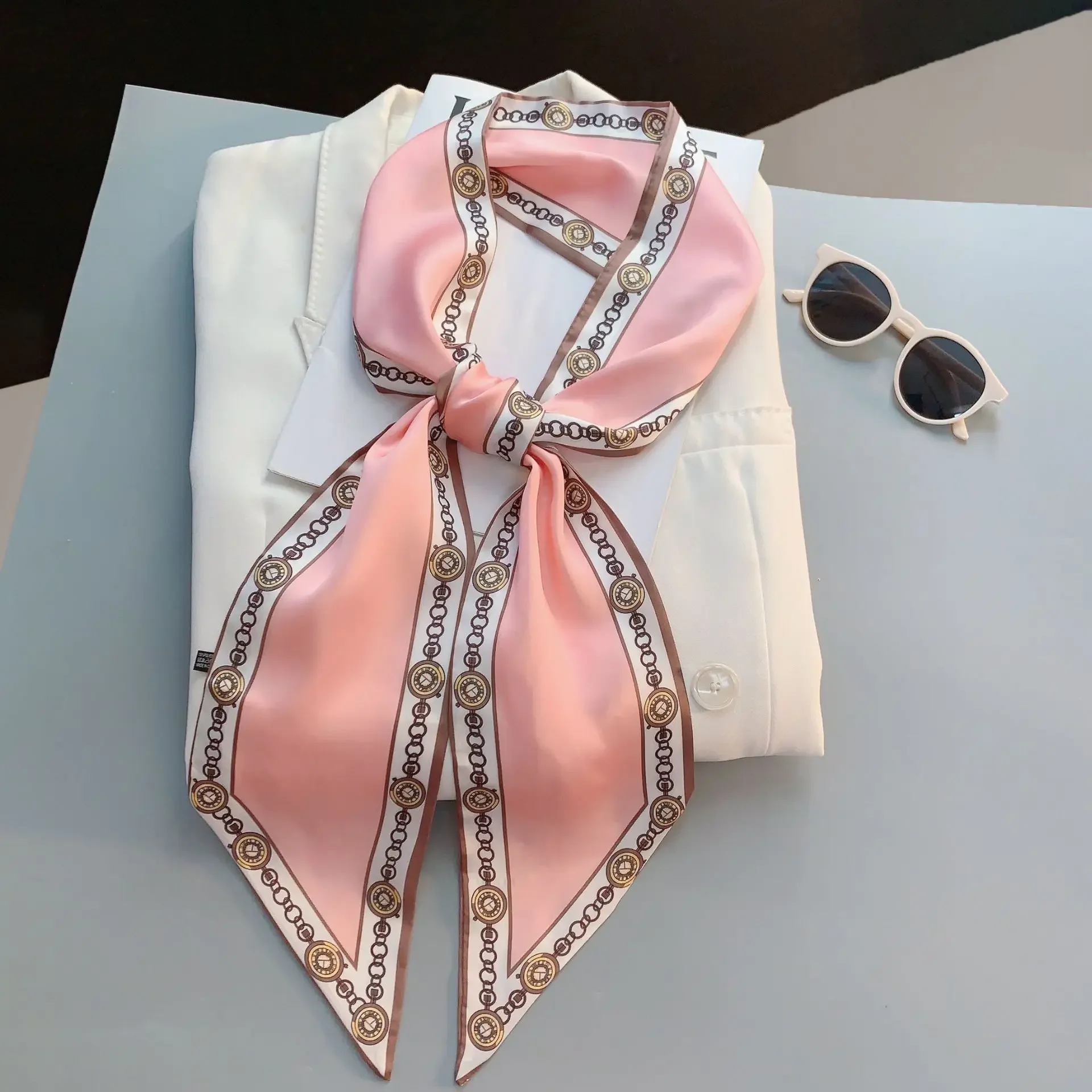 Design Print Skinny Scarf Plai - Luxury Bags Brand 评论和价格