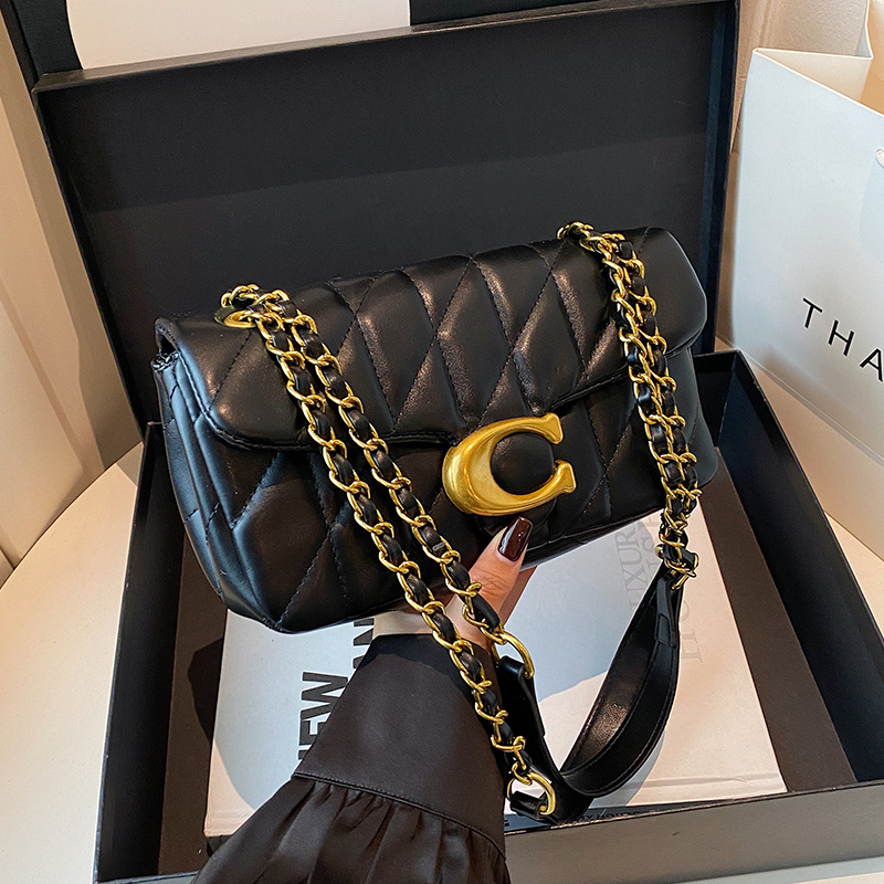 Women Quilted Leather Shoulder - Luxury Bags Gold 评论和价格