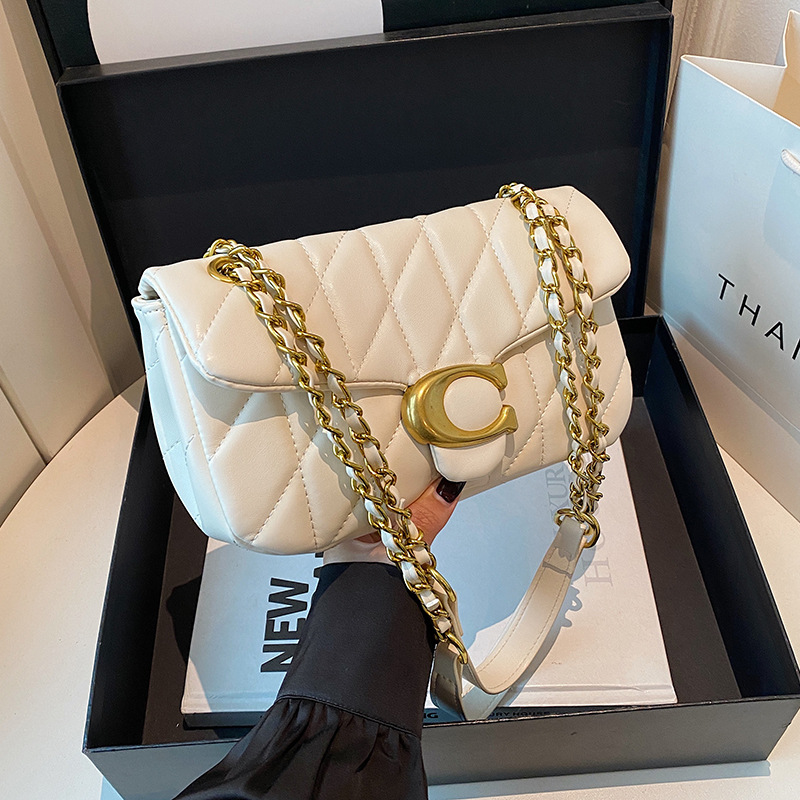 Women Quilted Leather Shoulder - Luxury Bags Gold 评论和价格