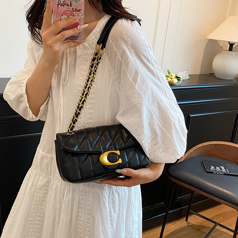 Women Quilted Leather Shoulder - Luxury Bags Gold 评论和价格