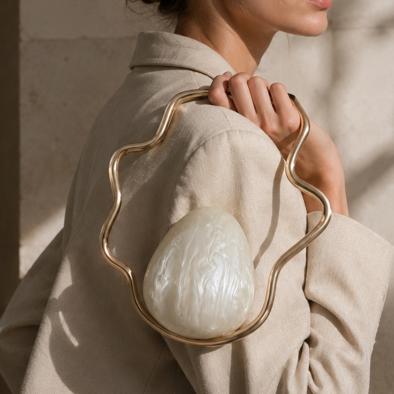 Women mini Acrylic Egg Bag Cut - Luxury Bags Gold 评论和价格